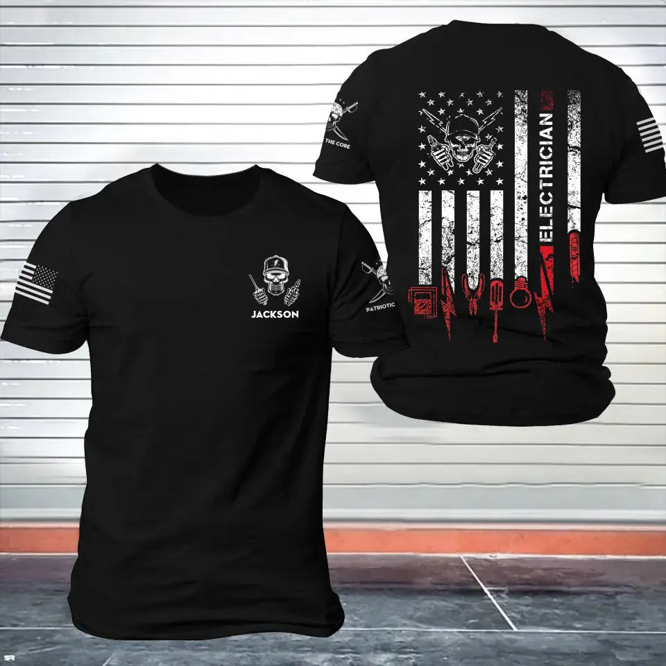 Personalized Patriotic The Code US Electrician US Flag T-shirt Printed KH241688