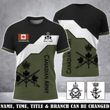 Personalized Canadian Veteran Logo Canada Flag Custom Name & Time 3D T-shirt Printed LVA241687