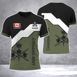 Personalized Canadian Veteran Logo Canada Flag Custom Name & Time 3D T-shirt Printed LVA241687