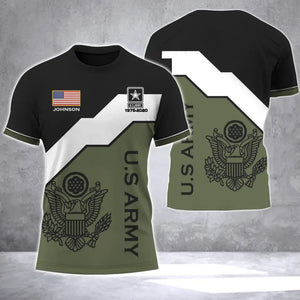Personalized US Veteran Logo US Flag Custom Name & Time 3D T-shirt Printed LVA241687