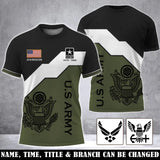 Personalized US Veteran Logo US Flag Custom Name & Time 3D T-shirt Printed LVA241687