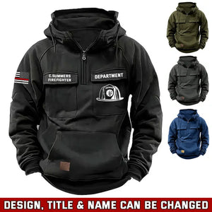 Personalized Firefighter Helmet US Firefighter Flag American Retro Hooded Sweatshirt Printed QTKH241702