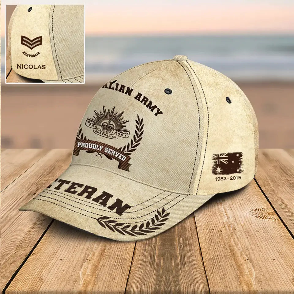 Personalized Australian Army Veteran Logo Custom Rank & Name 3D Printed AHVQ241689