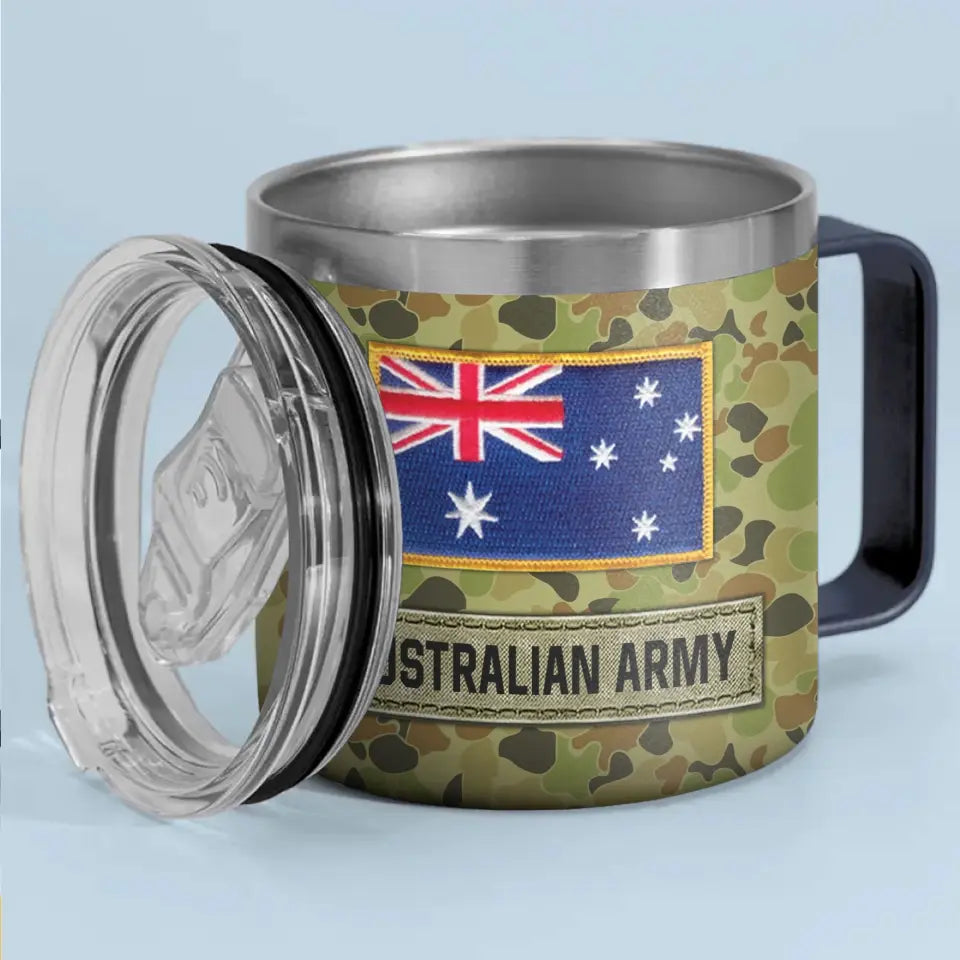 Personalized Australian Army Veteran Rank Camo & Name Coffee Cup 3D Printed AHVA241694