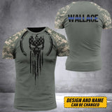 Personalized Skull US Camo Blue Line Custom Name & Time 3D T-shirt Printed QTVQ241707