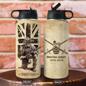 Personalized UK Veteran Logo Custom Name, Rank & Time Water Bottle 3D Printed AHVA241701