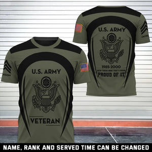 Personalized US Army Veteran Been Therer Done That & Damn Proud Of It 3D T-shirt Printed VQ241709