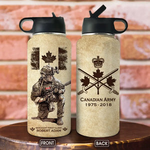 Personalized Canadian Veteran Logo Custom Name, Rank & Time Water Bottle 3D Printed AHVA241701