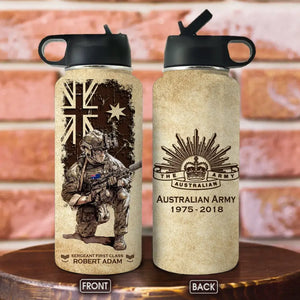Personalized Australian Veteran Logo Custom Name, Rank & Time Water Bottle 3D Printed AHVA241701