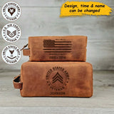 Personalized US Veteran US Flag Custom Name & Time Retro Toiletry Bag Printed AHHN241714