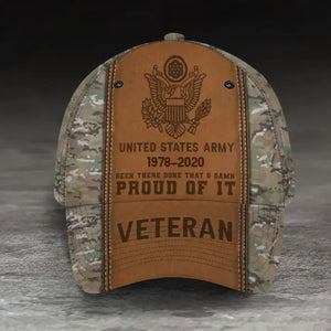 Personalized US Army Been There Done That & Damn Proud Of It US Veteran Cap 3D Printed KVH241716