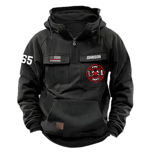 Personalized US Firefighter Logo US Firefighter Flag American Retro Hooded Sweatshirt Printed QTVA241717
