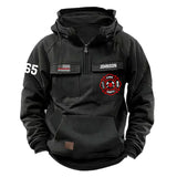 Personalized US Firefighter Logo US Firefighter Flag American Retro Hooded Sweatshirt Printed QTVA241717