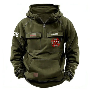 Personalized US Firefighter Logo US Firefighter Flag American Retro Hooded Sweatshirt Printed QTVA241717
