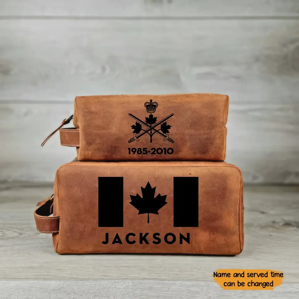Personalized Canadian Veteran Logo Custom Name & Time Retro Toiletry Bag Printed QTKH241712