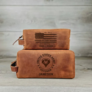 Personalized US Veteran US Flag Custom Name & Time Retro Toiletry Bag Printed AHHN241714