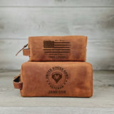 Personalized US Veteran US Flag Custom Name & Time Retro Toiletry Bag Printed AHHN241714