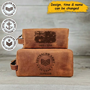 Personalized Australian Veteran Australia Flag Custom Name & Time Retro Toiletry Bag Printed AHHN241714