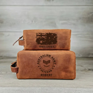 Personalized Australian Veteran Australia Flag Custom Name & Time Retro Toiletry Bag Printed AHHN241714