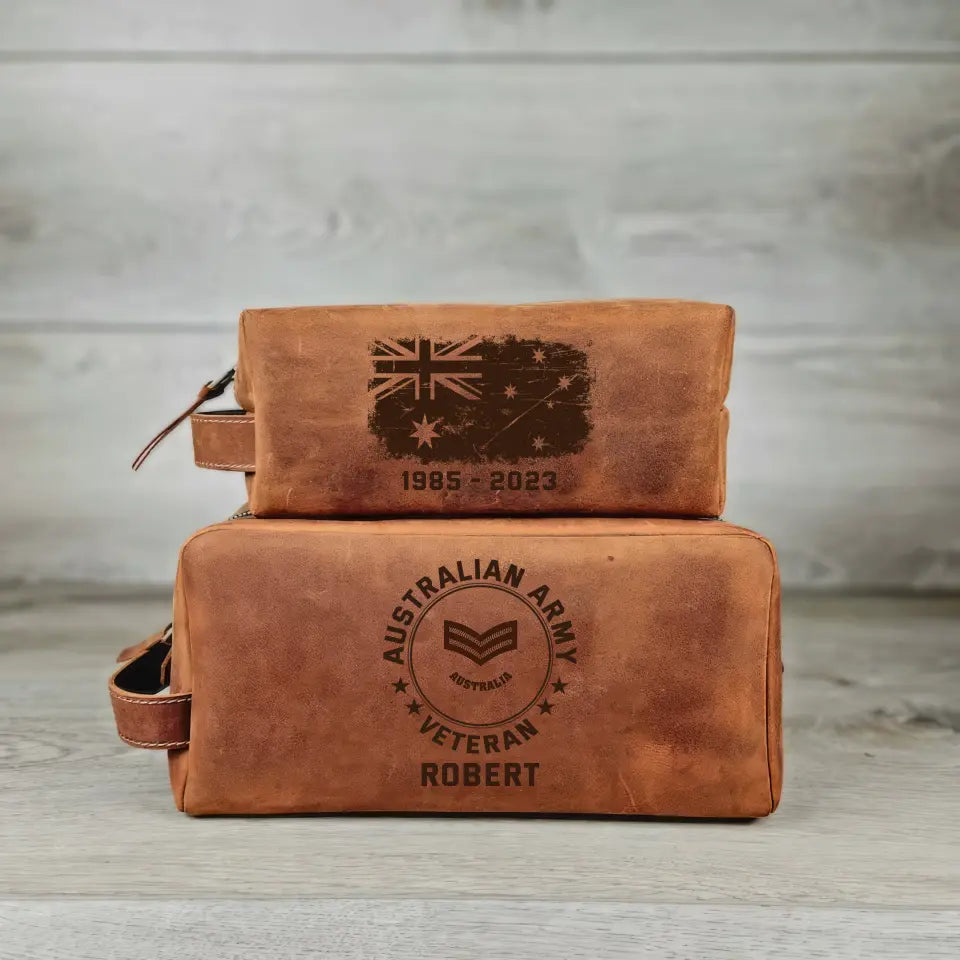 Personalized Australian Veteran Australia Flag Custom Name & Time Retro Toiletry Bag Printed AHHN241714