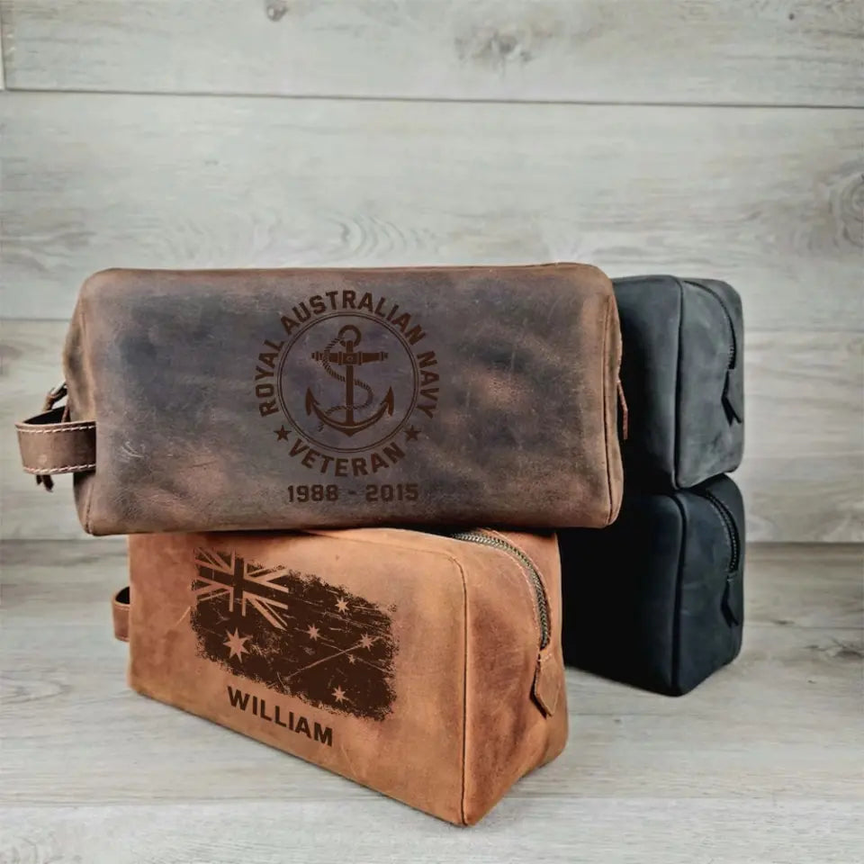 Personalized Australian Veteran Australia Flag Custom Name & Time Retro Toiletry Bag Printed AHHN241714