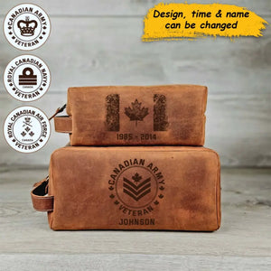 Personalized Canadian Veteran Canada Flag Custom Name & Time Retro Toiletry Bag Printed AHHN241714