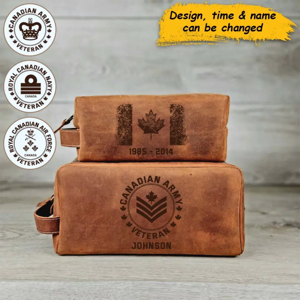 Personalized Canadian Veteran Canada Flag Custom Name & Time Retro Toiletry Bag Printed AHHN241714