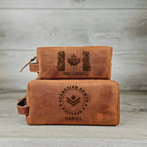 Personalized Canadian Veteran Canada Flag Custom Name & Time Retro Toiletry Bag Printed AHHN241714