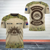 Personalized Australian Army Proudly Served Veteran Australian Veteran Camo Logo 3D T-shirt Printed AHVQ241711