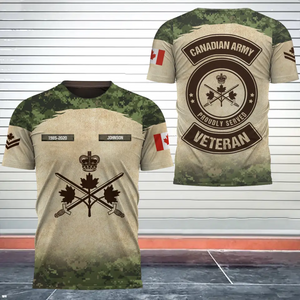 Personalized Canadian Army Veteran Sergeant First Class Proudly Served Canadian Soldier Camo 3D T-shirt Printed AHVQ241711