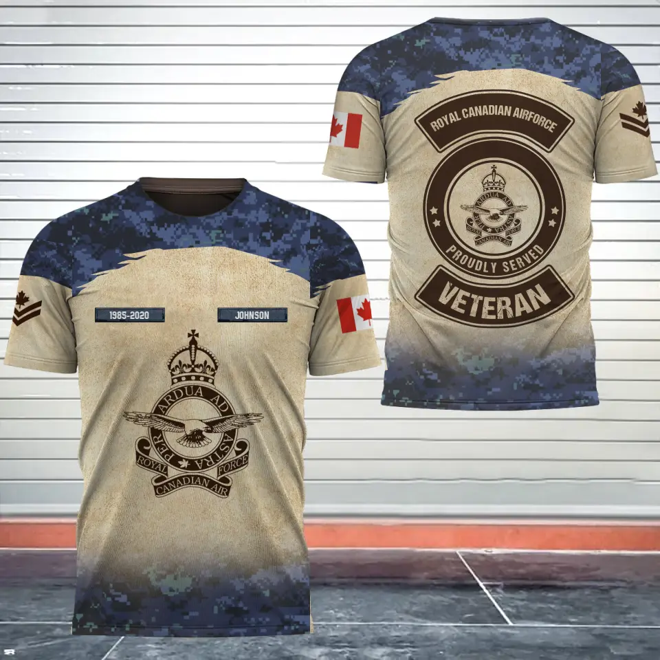 Personalized Canadian Army Veteran Sergeant First Class Proudly Served Canadian Soldier Camo 3D T-shirt Printed AHVQ241711