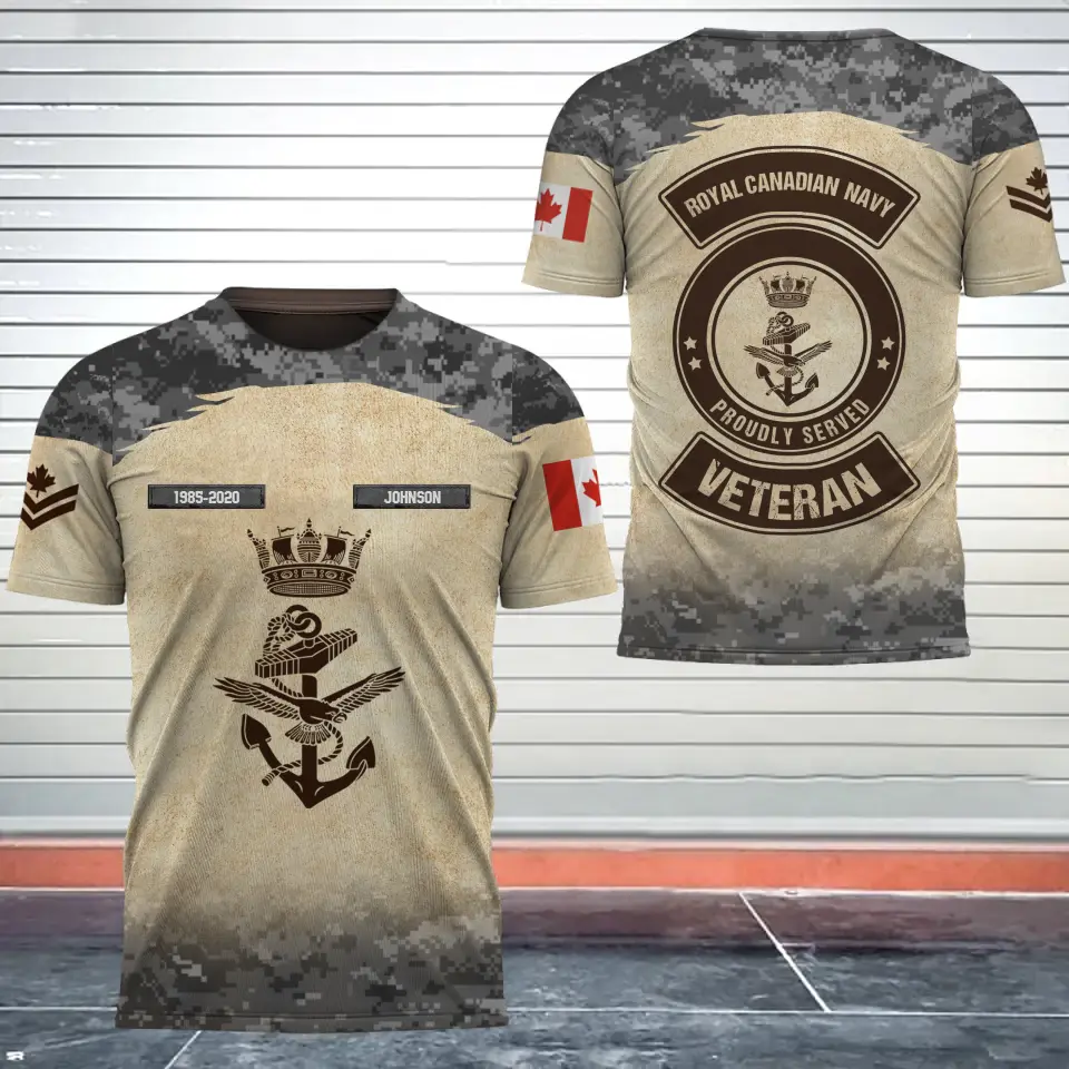 Personalized Canadian Army Veteran Sergeant First Class Proudly Served Canadian Soldier Camo 3D T-shirt Printed AHVQ241711
