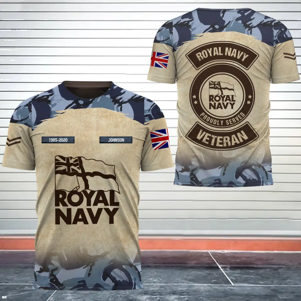 Personalized UK Army Proudly Served UK Veteran Camo 3D T-shirt Printed AHVQ241711