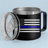 Personalized US Police Badge US Flag Bule Line Laser Handle Cup Printed KVH241735