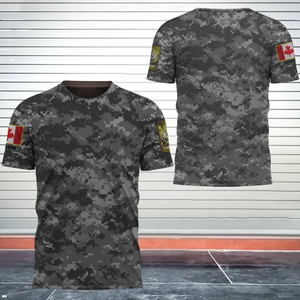 Personalized Canadian Veteran Camo Canada Flag Custom Rank & Name 3D T-shirt Printed VQ241726