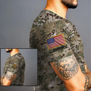 Personalized United States Veteran Camo US Flag Custom Rank & Name 3D T-shirt Printed VQ241726