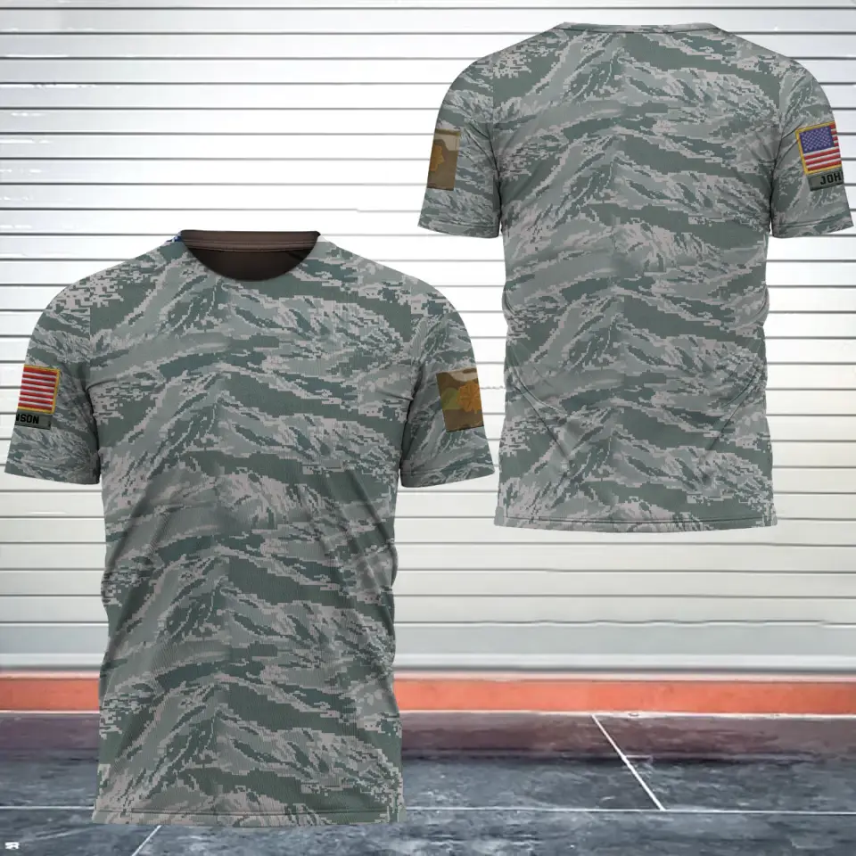 Personalized United States Veteran Camo US Flag Custom Rank & Name 3D T-shirt Printed VQ241726