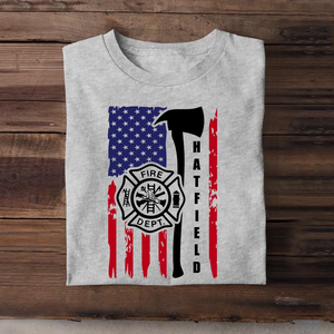 Personalized US Firefighter US Flag T-shirt Printed QTHN241722