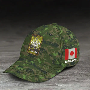 Personalized Canadian Veteran Rank Camo Canada Flag Cap 3D Printed KVH241728