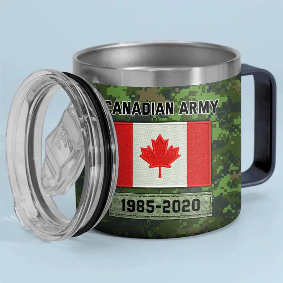 Personalized Canadian Army Veteran Rank Camo  Canada Flag Coffee Cup Printed KVH241731