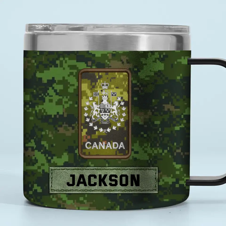 Personalized Canadian Army Veteran Rank Camo  Canada Flag Coffee Cup Printed KVH241731