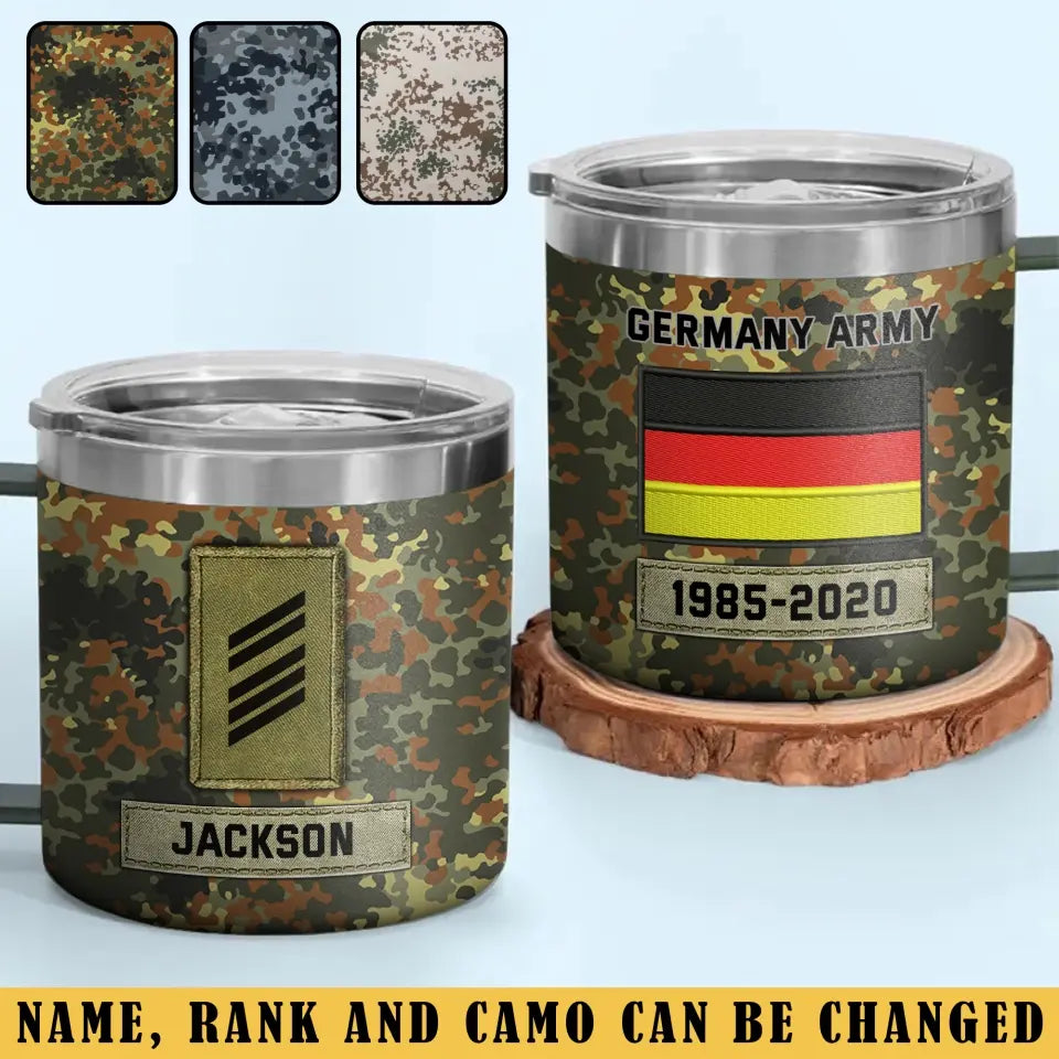 Personalized German Army Veteran Rank Camo  German Flag Coffee Cup Printed KVH241731