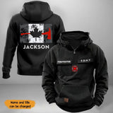 Personalized Canadian Firefighter Logo & Department Canadian Firefighter Flag American Retro Hooded Sweatshirt Printed QTKH241743