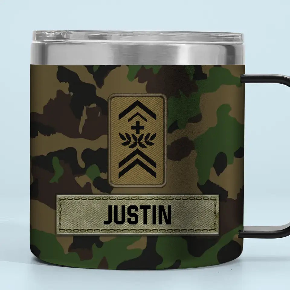 Personalized Swiss Army Veteran Rank Camo Custom Name Coffee Cup 3D Printed AHVA241745