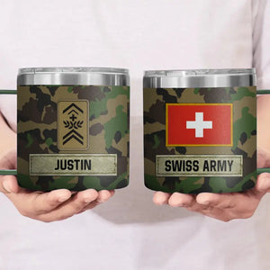 Personalized Swiss Army Veteran Rank Camo Custom Name Coffee Cup 3D Printed AHVA241745