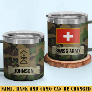Personalized Swiss Army Veteran Rank Camo Custom Name Coffee Cup 3D Printed AHVA241745