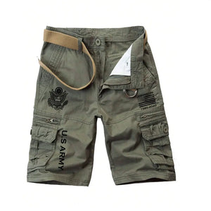 Personalized US Veteran Branch Logo Custom Name & Time Mens Cargo Shorts Casual Five-Point Overalls Short Pants - Retro Cargo Pants 2D Printed VQ241699