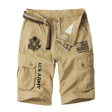 Personalized US Veteran Branch Logo Custom Name & Time Mens Cargo Shorts Casual Five-Point Overalls Short Pants - Retro Cargo Pants 2D Printed VQ241699