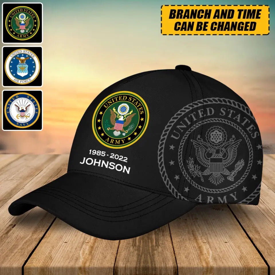 Personalized US Veteran Logo Custom Name & Time Cap 3D Printed LVA241736