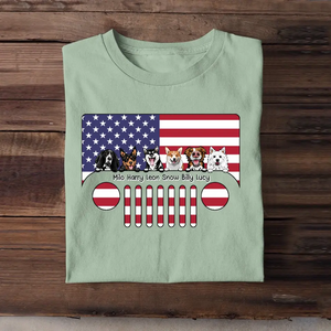 Personalized Dogs with Names Jeep US Flag T-shirt Printed VQ241746